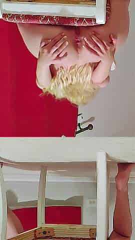 Backdoor winking and widen anus on a chair