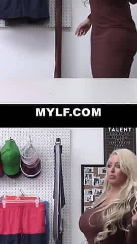 MILF with gigantic boobs caught stealing