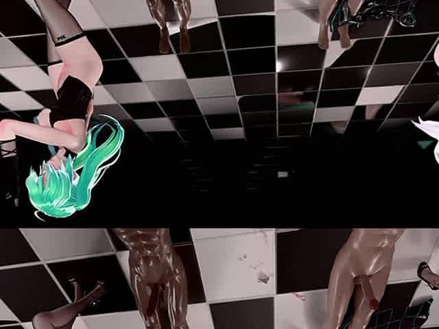 [mmd] Haku & Miku-baam Double Meat Urinal Dance Humiliation Lewd Pattern Transparent Black Silk Riding