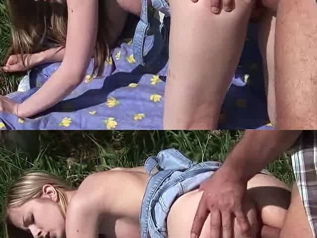 Beautiful blonde teen nailed doggystyle