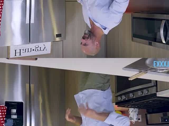 Wicked golden-haired with constricted moist vagina gets drilled in the kitchen by large shlong chap