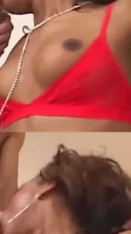 Ebony Babe Marie Luv in a Red Bikini Got Dicked Hard in a Steamy Threesome