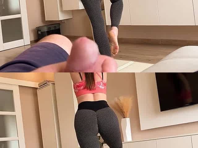 Step Daughter Screws with Step Daddy for Cash - Enticed Him with Yoga Tights - Russian with Dialogue
