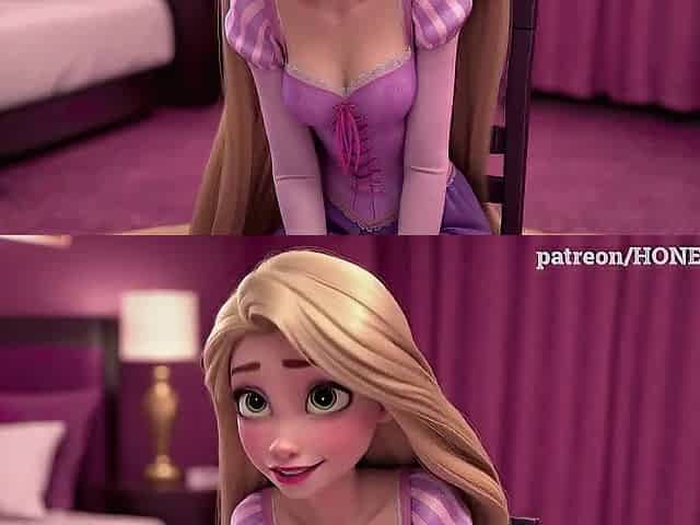 Shy Rapunzel in Sex Casting! Virginal Princess Does 1st Oral-job, Deepthroat & Tugjob Tangled CG toon animation