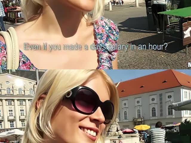 Cute blonde girl has sex in public