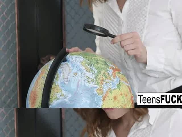 Cute nerdy teen Sofy takes it hard in the butt