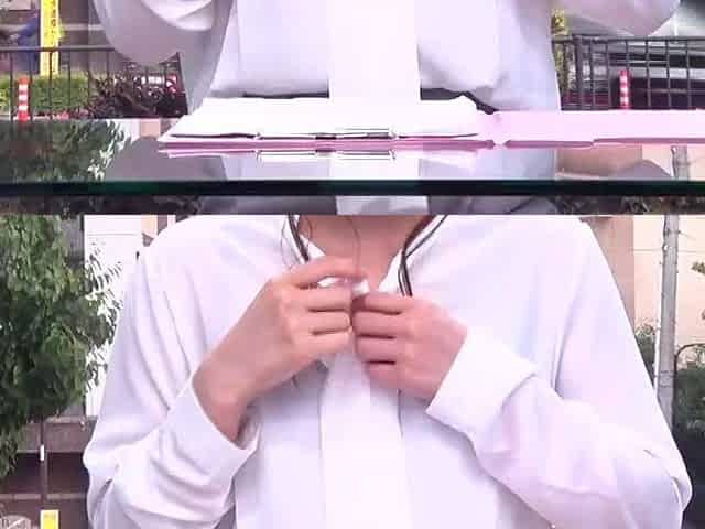Japanese teen in white cotton panties masturbates