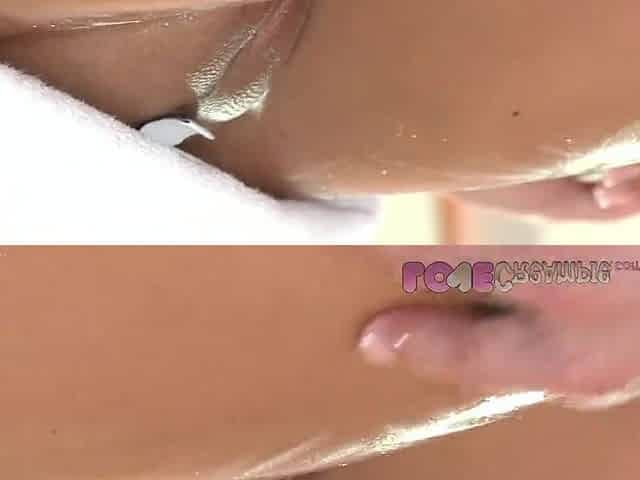 Love Creampie Tiny teen gets massage and vagina full of cum from large knob