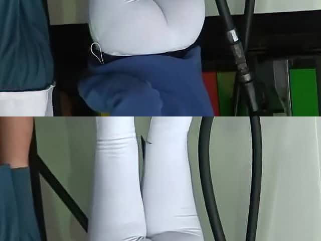 Moment when she pulled the tights up