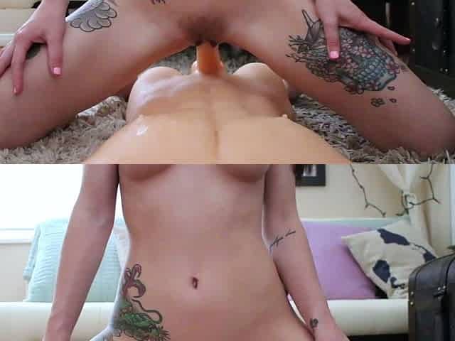 Amateur brunette double toying on webcam