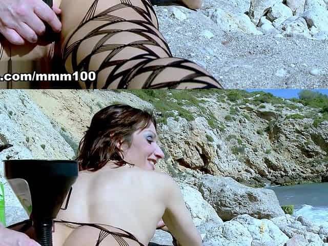 Heloise Dacosta Ass fucking and milk enema at the beach - MMM100