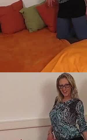 Blonde milf shows her horny pussy while she dildoes herself