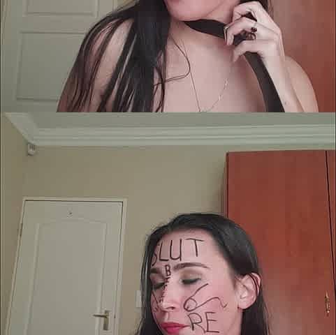 Dirty Talking Slut Degrading Herself, Body Writing