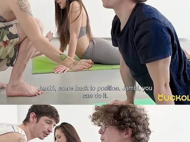 CuckoldXXX - Supple Wench Vixi Rafi cheats on her cuckold boyfriend with yoga trainer Falco White