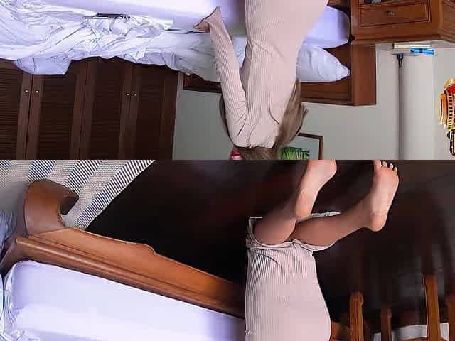 Step Mama caught my boner during the time that stuck below the couch looking for an earring