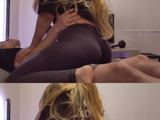 Booty Blonde Ebony in yoga pants fucks with her Cameraman