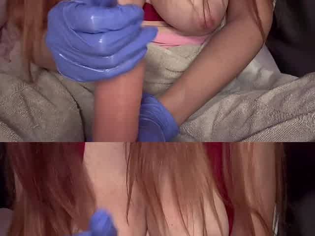 Italian MILF Artemisia Love Wearing Latex Gloves Hot Handjob Session
