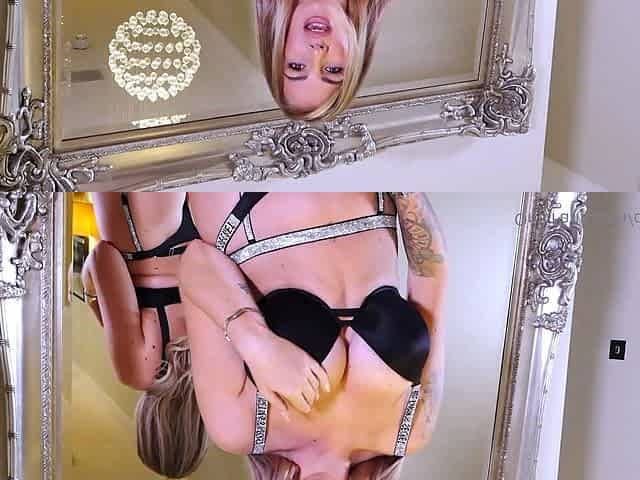 Sexy Blonde Babe With Big Boobs Strips Bra