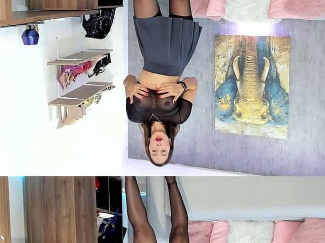 Busty Webcam Babe Sucking and Jerking Off a Dildo