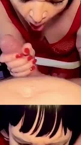 Stepson Celebrates Christmas with Mrs. Santa, She Came to Fulfill His Hot Fantasies, Anal and Cum