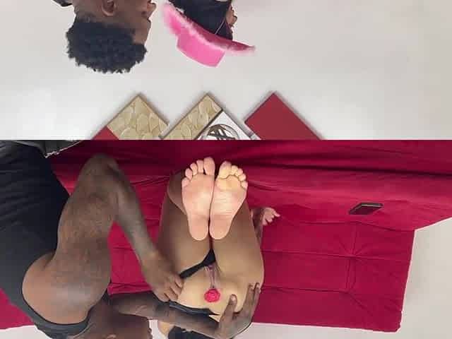 Ebony chap banging the slender gal in the hair