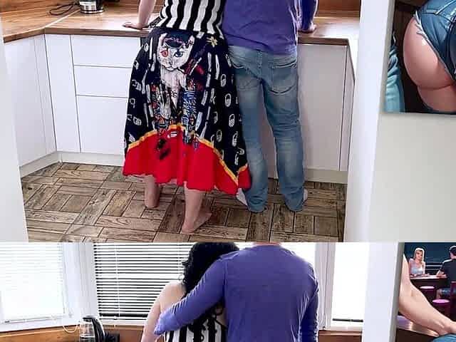 Stepmom likes to cuddle and gets a rod in the booty for it