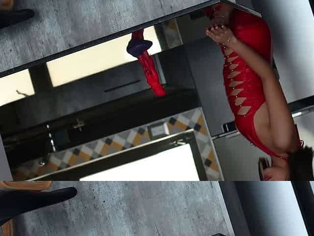 Trying the huge dildo that a fan gave me with a mini dress