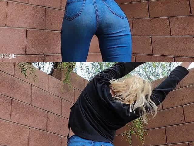 Jeans and Sweater Outdoor Stretches - jeans flexibility stretching abdomen denim