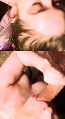 Small titted brunette teen fingering on the bed