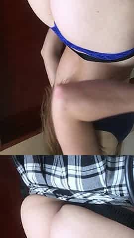 Brunette amateur babe strips off and masturbates