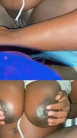 Masturbating creamy twat with groans