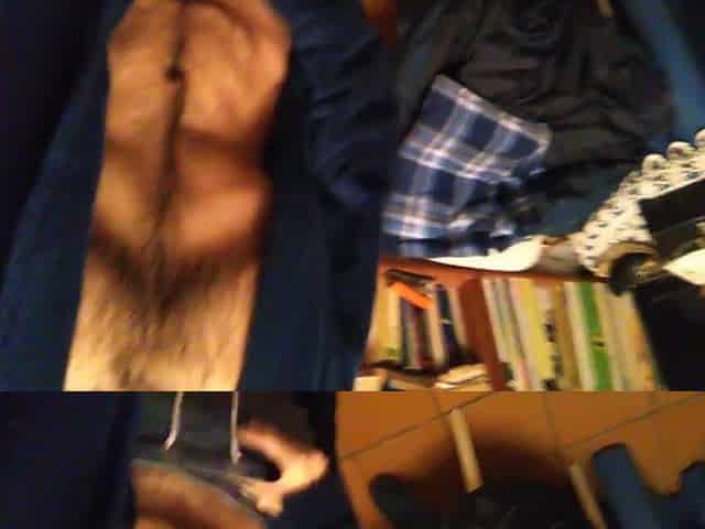 Bushy chap jerks off and cums after getting without the shower