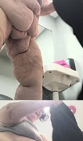 Horny Hairy Pussy Standing on the Floor Cums Landing