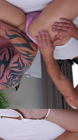 Their Cocks Are Too Big for Me! Big-titted Mommy Is Oiled up for a Rough Double Fuck with Two Masseurs!