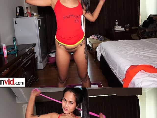 Cute obedient Thai teen fucks a big dick