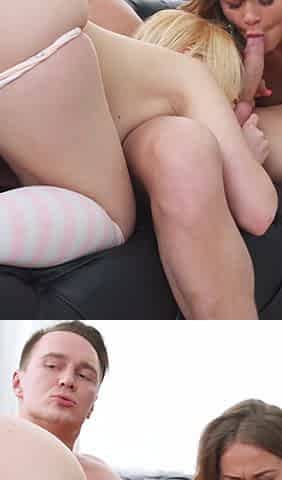 Teen in socks sharing fresh semen