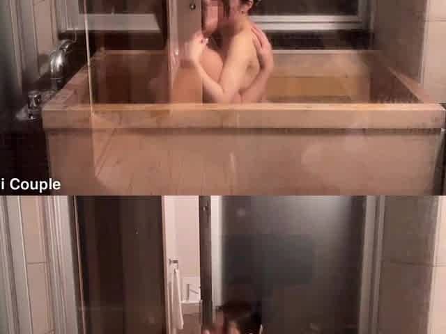 Amateur girlfriend gets a massive squirt from her boyfriend after taking a washroom with him