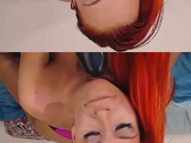 Redhead Plays with Dildo on Webcam