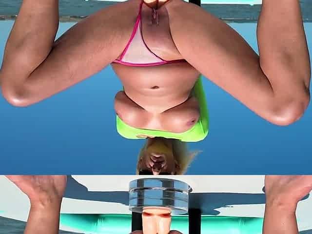 Russian amateur blonde masturbates outdoors