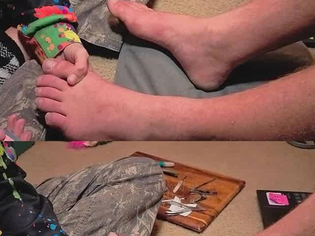 Melody Gives Her Master a Pedicure