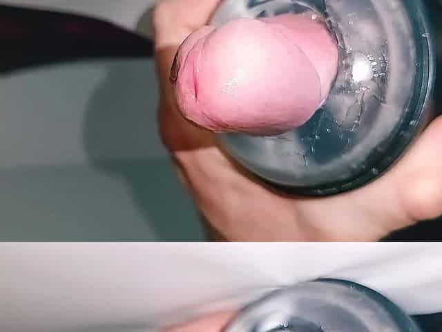 Fleslight ASMR and spunk fountain close up