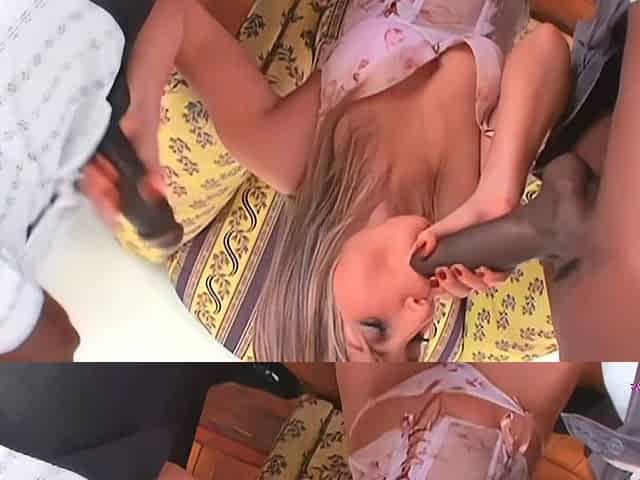 Slippery Girl Masturbation Atop a Pale Sex Toy Jumps Into Intense Interracial Double Penetration Threesome