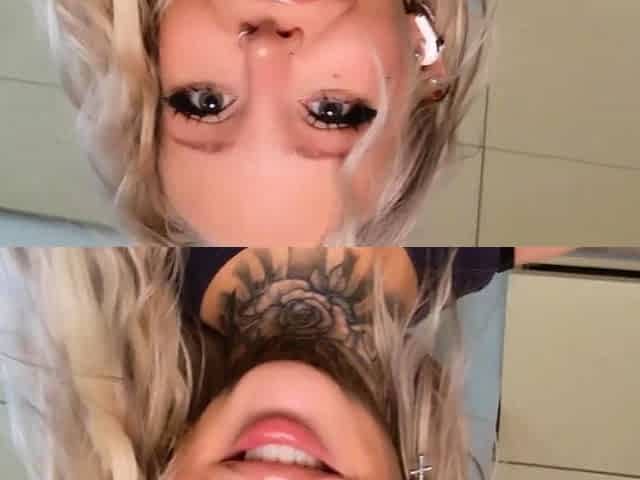 Dirty Blonde Mommy Big Boobs Smokes Masturbate