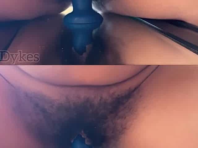 Dykes Taking Turns Riding a Sex-toy Stuck to a Mirror