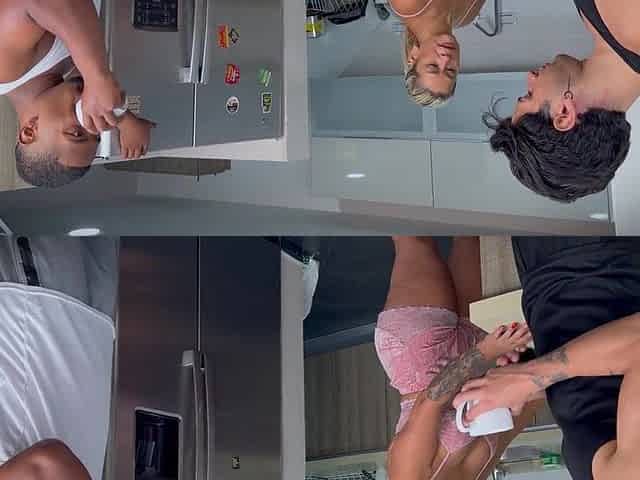 My boyfriend's stepbrother fucks my tight MILF pussy in the kitchen at home without anyone knowing! - Zack whiter