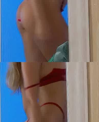 Blonde teen in solo action with her pussy