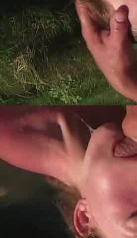 Teen Outdoor Sex Ends with Cumshot in Mouth