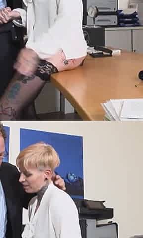 Tattooed secretary fucked by boss