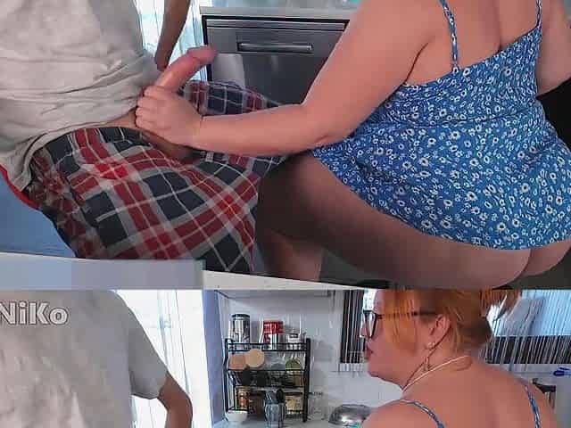Stiff Cock In Busty Mature In The Kitchen - Miss Niko And Romeo Strandger