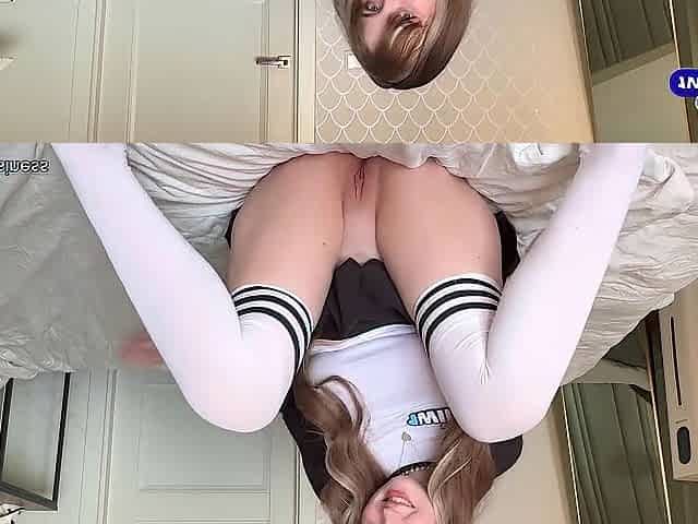 Cute large breasts hotty in nylons exciting cunt. Legs up REAL climax